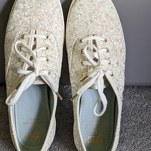 Kate Spade Glitter Keds wedding sneakers, new in box